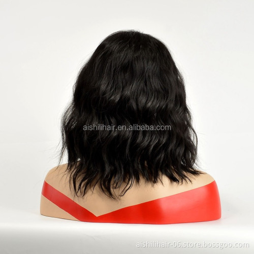 AISHILI  Wholesale synthetic short black nature water wave hair wigs with heat resistant hair for women